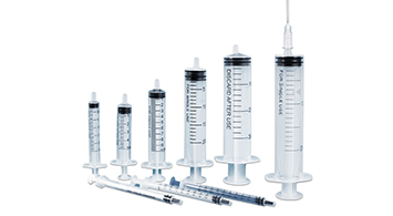 Disposable syringe with needle (three part, luer slip)